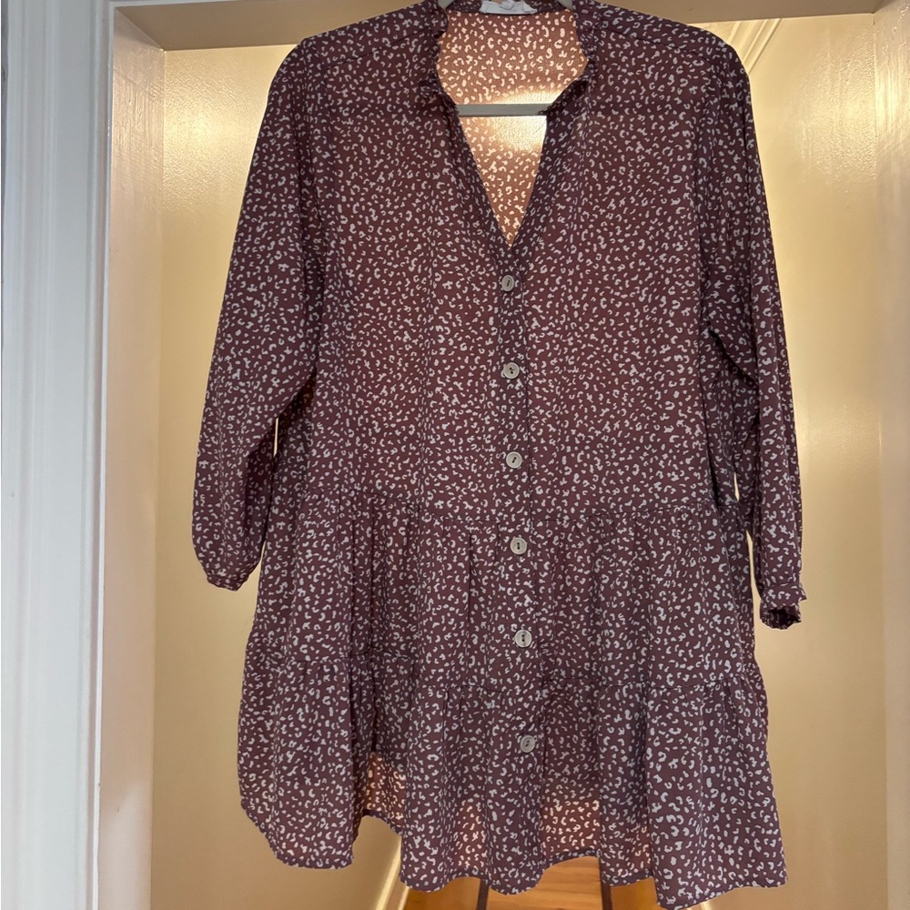 Entro Tiered Babydoll Tunic Shirt | Button Front | Flowy Fit